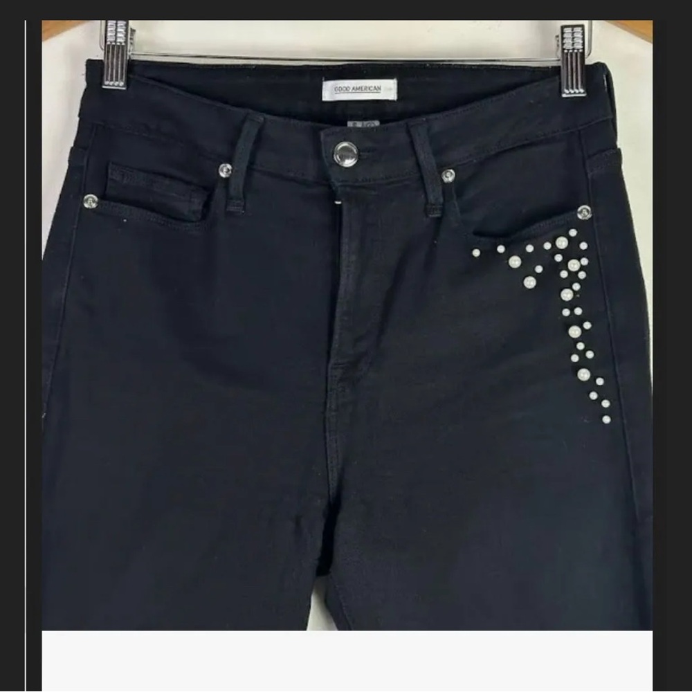Good American Black Embellished Women's Jeans